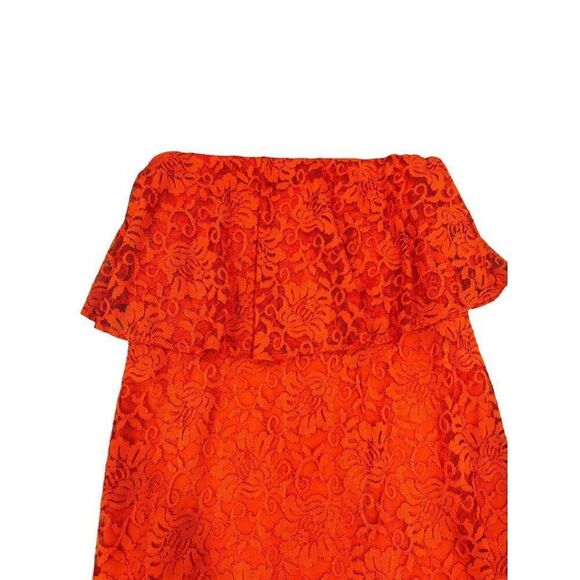 Thalia Sodi Strapless Lace Overlay Orange Dress Large - Picture 4 of 8